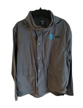 AT&amp;T Vintage 90s Employees Gray Rain Gear Zip Buttons Hooded Jacket Pull... - $55.56 CAD