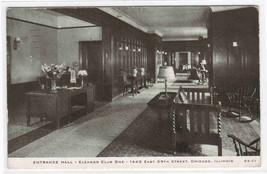 Entrance Hall Eleanor Club One E 59th Street Chicago Illinois 1940 postcard - $7.92