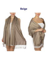 Beige - 2Ply Scarf 78X28 LONG Solid Silk Pashmina Cashmere Shawl Wrap - £14.25 GBP