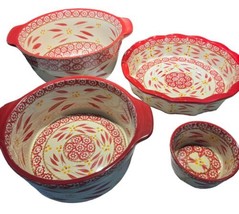 Temptations By Tara Old World Red Set Of 4 Serving Baking Dishes PPP-SQ-796710 - £29.61 GBP
