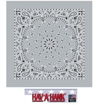 Usa Made Hav-A-Hank Silver Gray Paisley Bandana Face Mask Neck Scarf Head Wrap - £6.38 GBP
