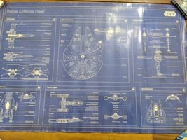 Star Wars Rebel Alliance Fleet Blue Schematic Poster 36&quot; X 24&quot; - $19.80