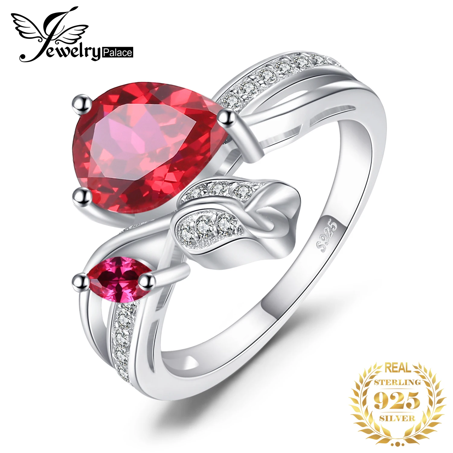 Flower Rose 2.5ct Created Ruby 925 Sterling Silver Wedding Engagement Ring for W - £23.08 GBP