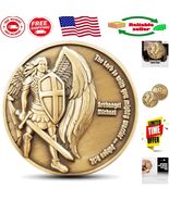 Antique Gold Archangel Michael Coin - 1.75&quot; Religious Keepsake for Encou... - $350.61 MXN