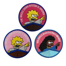 THE WHOLE DAMN SYSTEM IS WRONG IRON ON PATCH 3&quot; Lisa Simpson Social Just... - $5.15