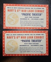 Vintage 1944 Navys 6th War Loan Exhibit PACIFIC Theater Navy Pier Chicago Ticket - £38.69 GBP