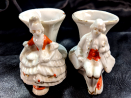 Vintage Victorian Baroque Vase Set Pair Red White Miniature Set Mini - £12.78 GBP