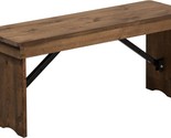 Solid Pine Folding Farm Bench, 40&quot; X 12&quot;, Antique Rustic, Flash Furniture. - £126.82 GBP