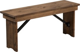 Solid Pine Folding Farm Bench, 40&quot; X 12&quot;, Antique Rustic, Flash Furniture. - £126.82 GBP