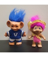 VTG 5&quot; Uneeda Wishnik Blue Good Luck Troll Doll Double Horseshoe + TNT P... - $21.04