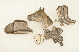 Vintage Jewelry Lot Button Covers Metal Cowboy Boots Western Americana T... - £11.86 GBP