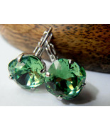 Erinite Cushion Cut Earrings w/ Swarovski Crystals 4470 - £25.57 GBP