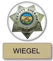 RENO 911 Officer WIEGEL magnet Fastener Name Badge &amp; Deputy Button Halloween Cos - £15.14 GBP