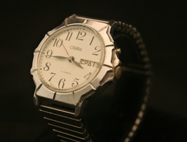 Handsome serviced vintage 1990&#39;s men&#39;s Soviet Slava 21J white dial wristwatch - £67.26 GBP