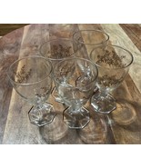 Gold Leaf Stem Glasses Set Of 5 Vintage - $31.97 CAD