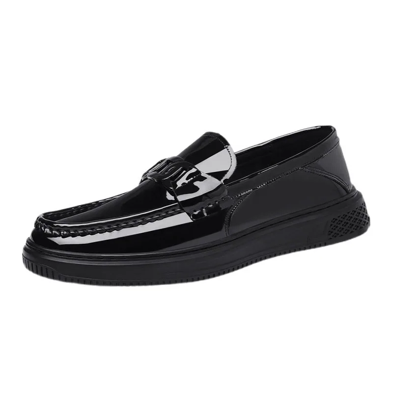 New Shoes for Men Genuine Leather Casual Shoes Street High End Patent Leather Sl - £58.00 GBP