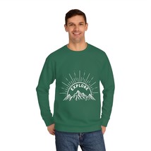 Unisex Crew Sweatshirt - "EXPLORE" White Mountain Range Print - Cozy and Agile - $44.29+