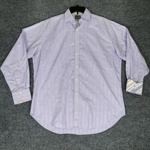 Thomas Dean Shirt Mens L Purple Flip Cuff Gingham Long Sleeve Button Up ... - £11.00 GBP