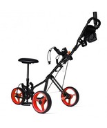 Foldable 3 Wheels Push Pull Golf Trolley with Scoreboard Bag-Red - Color... - $3,725.53 MXN