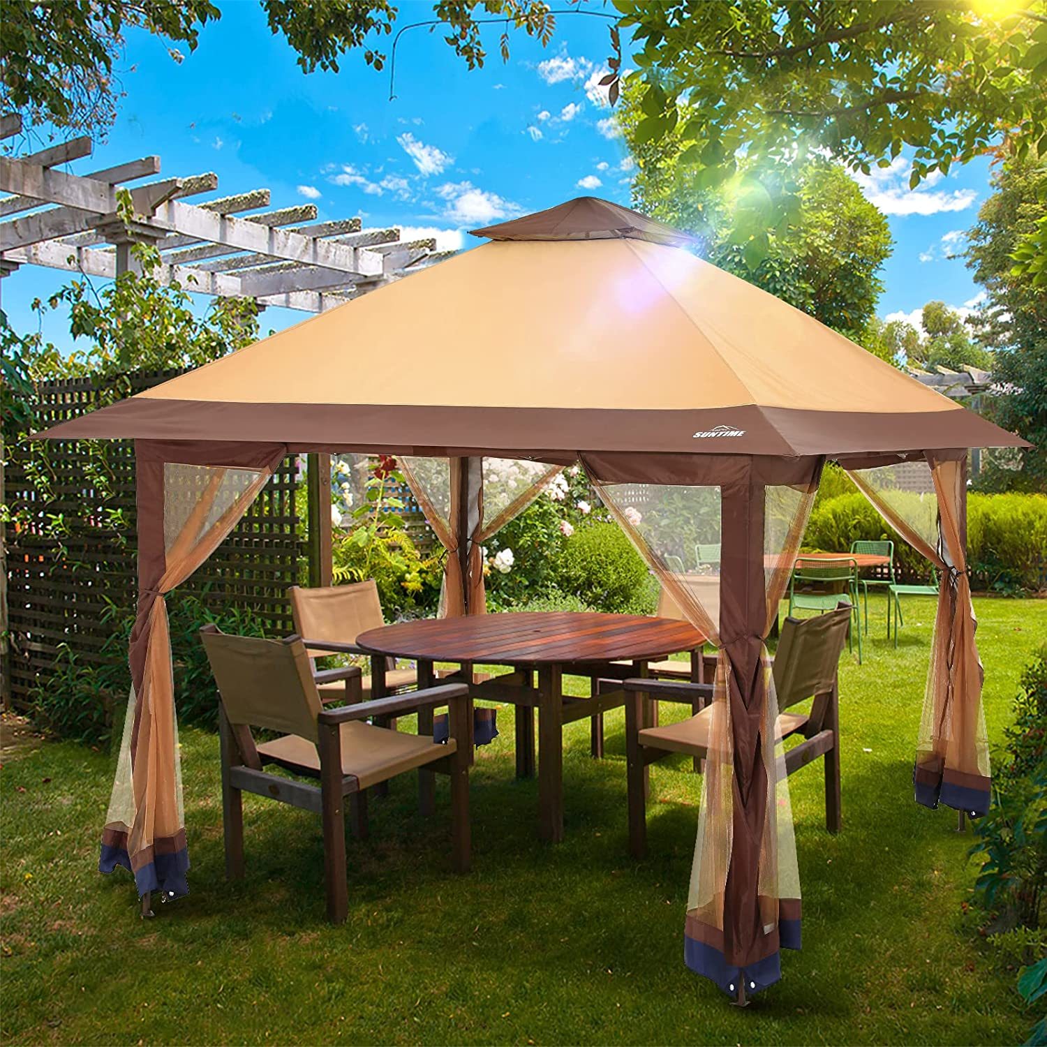 13x13 Canopy Replacement Top – Silver Coated, Waterproof, UPF50+ (Fits Suntime Pop-Up Canopy)