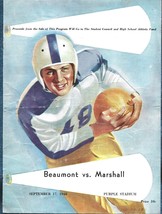 Sept. 17, 1948 Football Program-Beaumont HS (TX) vs Marshall (TX) - £10.65 GBP