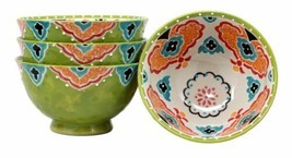 Luxury Ottoman Style Textured Dining Bowls Set of 4 Green Floral Tapestry Bowl - £31.44 GBP