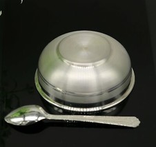 999 pure sterling silver handmade solid silver bowl and spoon, silver ha... - $277.19