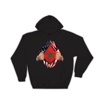 Morocco : Gift Hoodie Flag USA Chest American Moroccan Expat Country - £28.76 GBP