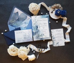 Blue Grace | Wedding Invitation, details and rsvp Set - $175.00
