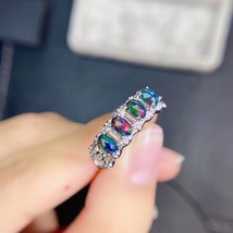 Luxury Black Opal Jewelry on Women&#39;s Fingers  Wedding Party Accessories Girl&#39;s F - £39.44 GBP