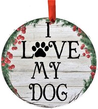  I Love My Dog Wreath Ornament  Christmas Tree Holiday Decoration Gift Hanging - £11.44 GBP
