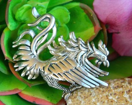 Fighting Gamecock Rooster Silver Tone Pendant Brooch Pin USC Carolina - £22.26 GBP