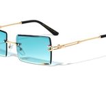 Slim Sleek Rimless Rectangle Buffs Metal Luxury Sunglasses (Gold &amp; Black... - £9.34 GBP+