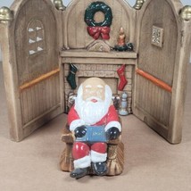 Vintage Ceramic Santa Christmas Scene Decoration With Fireplace Stockings - £15.68 GBP
