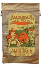 American Homegrown Burlap Bag Marijuana Pot Leaf Wall Hanging Midwest #16 Art - £13.07 GBP