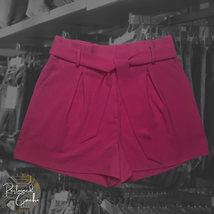 Free Press Womens Pink High Rise Paperbag Tie Waist Belted Pockets Shorts Sz XL - £23.46 GBP