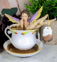 Magical Encounters Shocked Fairy Bathing In Tea Cup Figurine Fantasy Col... - $36.99