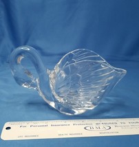 Swan Cut Glass Trinket Candy Dish 4 Inches Tall 7&quot; Wide Open Wing Back - $10.65