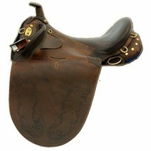 PRO AUSTRALIAN -LEATHER SADDLE HORN STIRRUPS OVER GIRTH 17&quot; All Sizes - £493.93 GBP