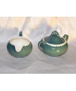 Vintage Harker Harkerware Pate Sur Pate Corinthian Teal Tea Set - $39.59