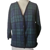Pendleton Vintage Wool Blue and Green Plaid Sweater Size Medium - £35.03 GBP