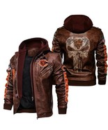 Chicago Bears Bomber Hoodie Skull Graphic NFL Leather Jacket - €94,18 EUR+