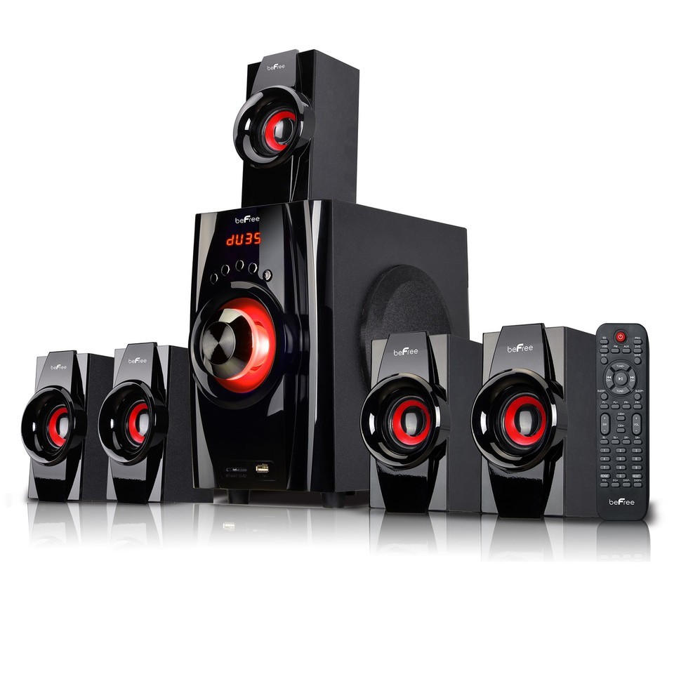beFree Sound 5.1 Channel Surround Sound Bluetooth Speaker System- Red - $93.52
