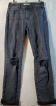 PacSun Jeans Womens 26 Black Denim Distressed Cotton Flat Front 5-Pocket Design - £11.20 GBP