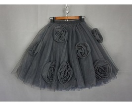 Custom Black Fluffy Midi Tulle Skirt Women Plus Size Black Tulle Tutu Skirt image 10