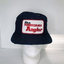 Vintage I&#39;m A Pennsylvania Angler Fishing Denim Mesh Snapback Trucker Hat Cap - £19.39 GBP