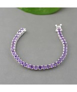 Natural 925 Sterling Silver Amethyst  round tennis bracelet, Anniversary... - $130.39