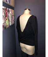 Lucy Black Open Back Criss-Cross Cotton Long Sleeve T-Shirt Small - £7.96 GBP