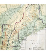 1916 Map New England States Physical Political Maine NH Mass CT RI VT DW... - $374.96 MXN