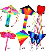 6 Pieces Large Kites For Kids Adults Classic Rainbow Octopus Butterfly D... - £45.66 GBP